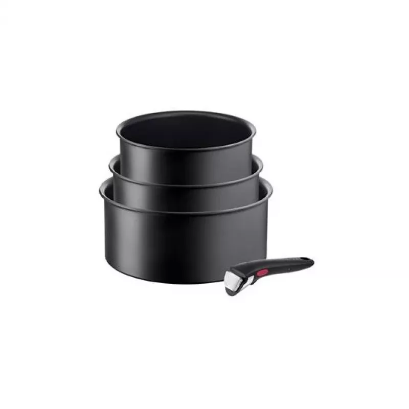 TEFAL Pot Set, 4 pcs | L7649453 Ingenio Ultimate | 16/18/20 cm | Aluminum | Black