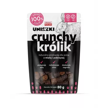 Dog treats UNISZKI Crunchy Rabbit with Mint and Nettle 80 g — rabbit meat, mint, nettle crunchy snacks