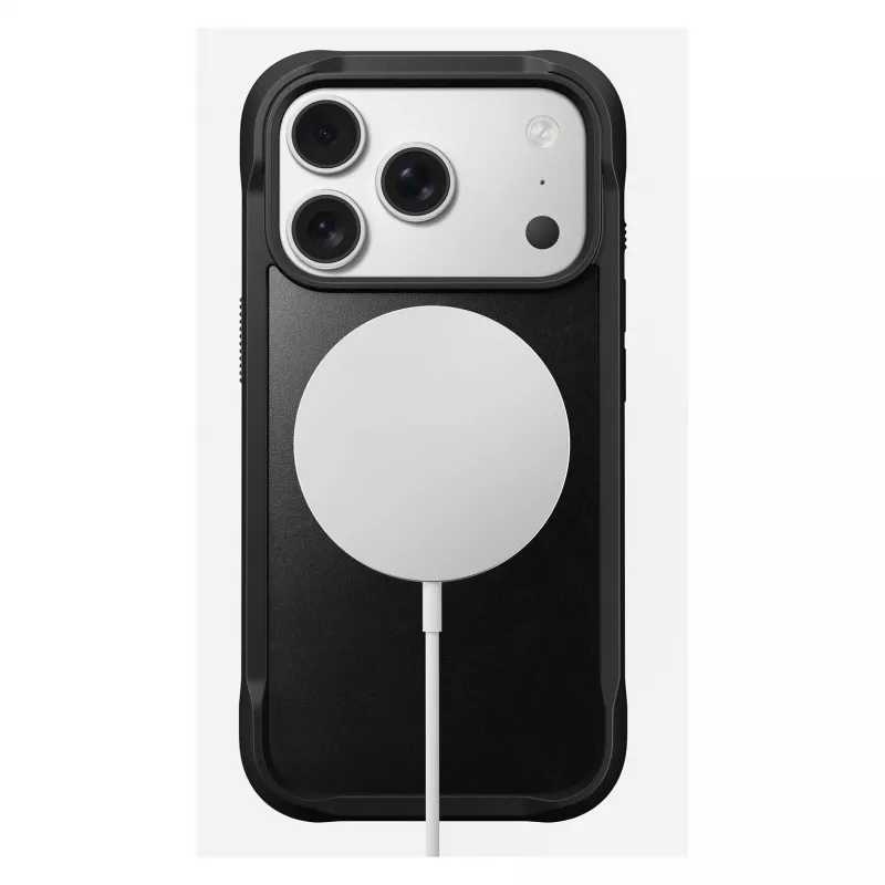 Mobile phone cover Nomad Rugged Leather Case for Apple iPhone 17 Pro, leather/TPU/PC/aluminium, fits 16 cm (6.3 inch) screens, black