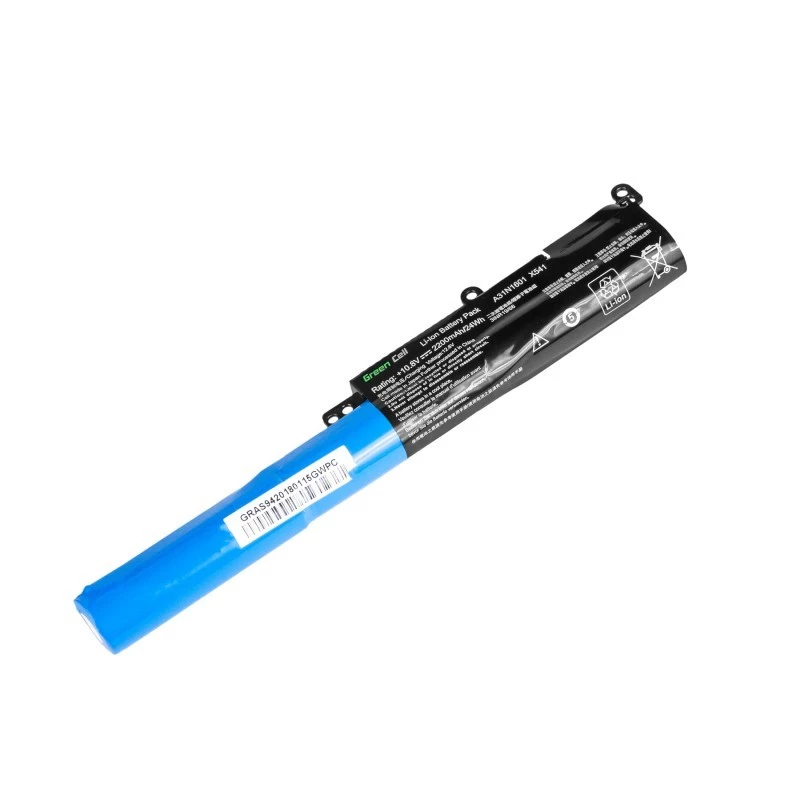 Laptop battery Green Cell AS94 for ASUS R541N R541S R541U Vivobook Max F541N F541U X541N X541S — 10.8 V, 2200 mAh, Li-Ion, 3 cells