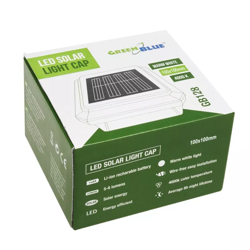 GB128 LED solar lamp fence post garden light, Black - Green Blue
