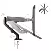 Maclean MC-860N Monitor Mount, with Gas Spring, 13-27, 8 kg, Black