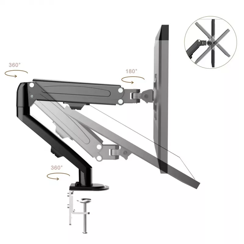 Maclean MC-860N Monitor Mount, with Gas Spring, 13-27, 8 kg, Black