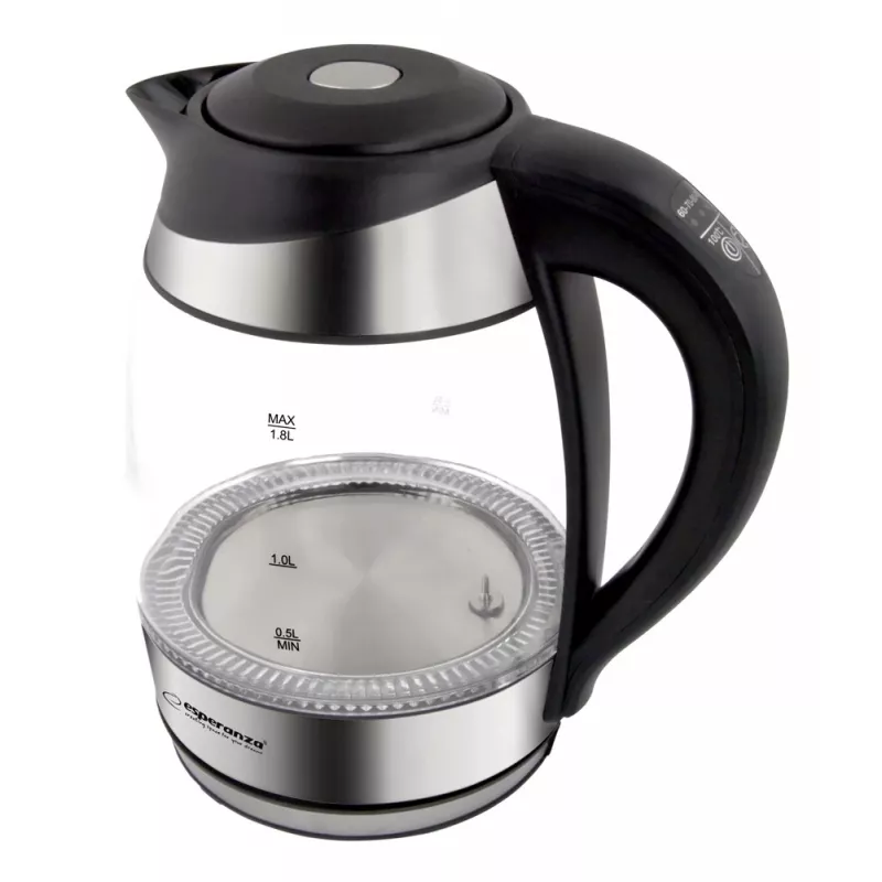 Esperanza EKK026 electric kettle 1.7 L 2200 W Black, Transparent