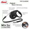 Retractable lead Flexi Classic 5 m Black for medium dogs, cord, max load 20 kg, reflective elements
