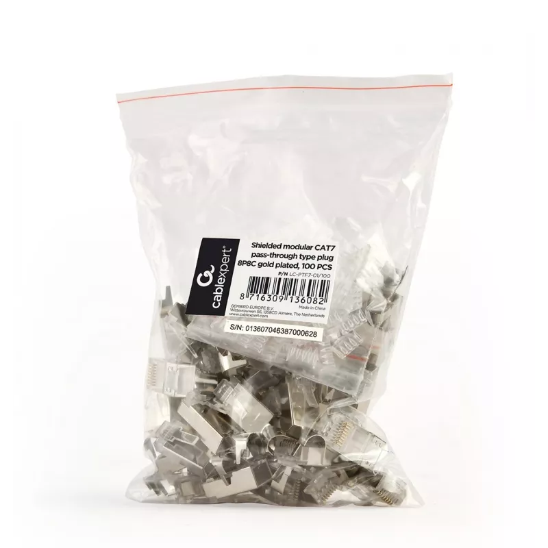 RJ45 connectors GEMBIRD CAT7 8P8C gold plated 15µ FTP/SFTP, pack of 100