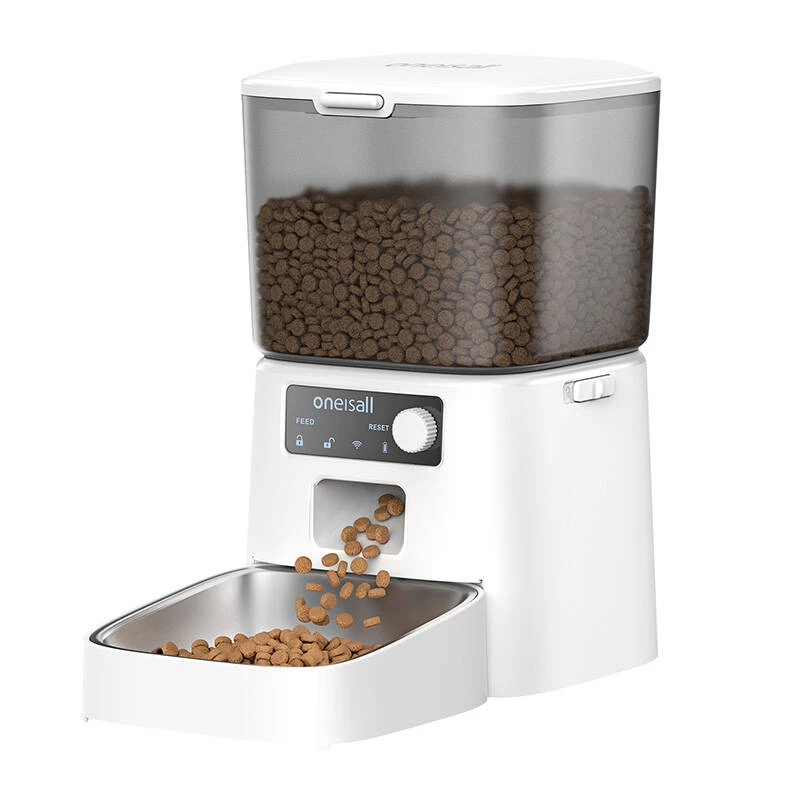 Automatic pet food dispenser Oneisall PFD001 Pro white — 4L capacity, programmable feeding