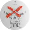 NeXtime klok 8807 Windmil, Ø30 cm, Wall, White/ Black/ Red