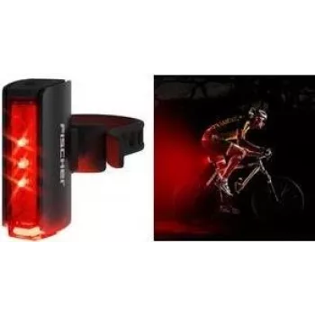 Rear LED Bicycle Light FISCHER PLUS TWIN STOP Aluminium with Ground Lighting