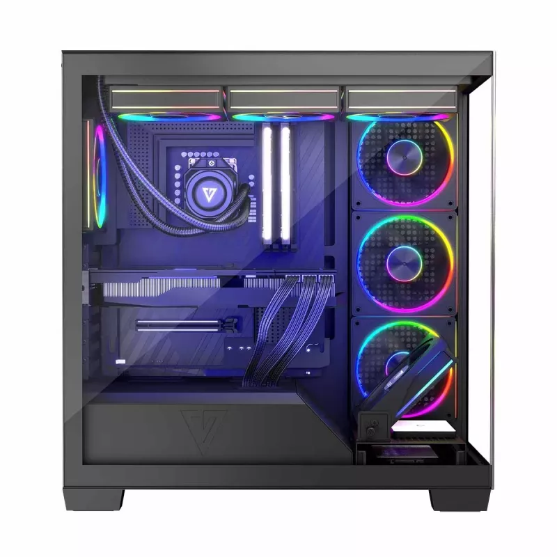 PC Case MODECOM Volcano Stellar 5F ATX Midi Tower, tempered glass, 5 preinstalled fans, USB‑C, supports microATX/ATX, max GPU 420mm, CPU cooler height 175mm