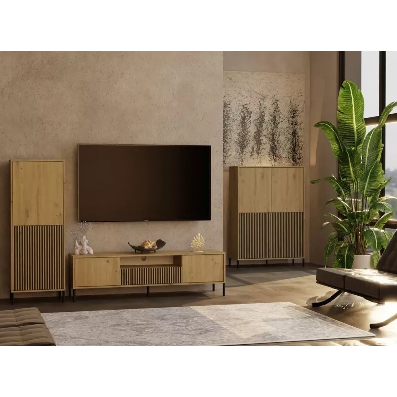 KAMARO 2DK SLIM/GŁ OAK ARTISAN DISPLAY CABINET