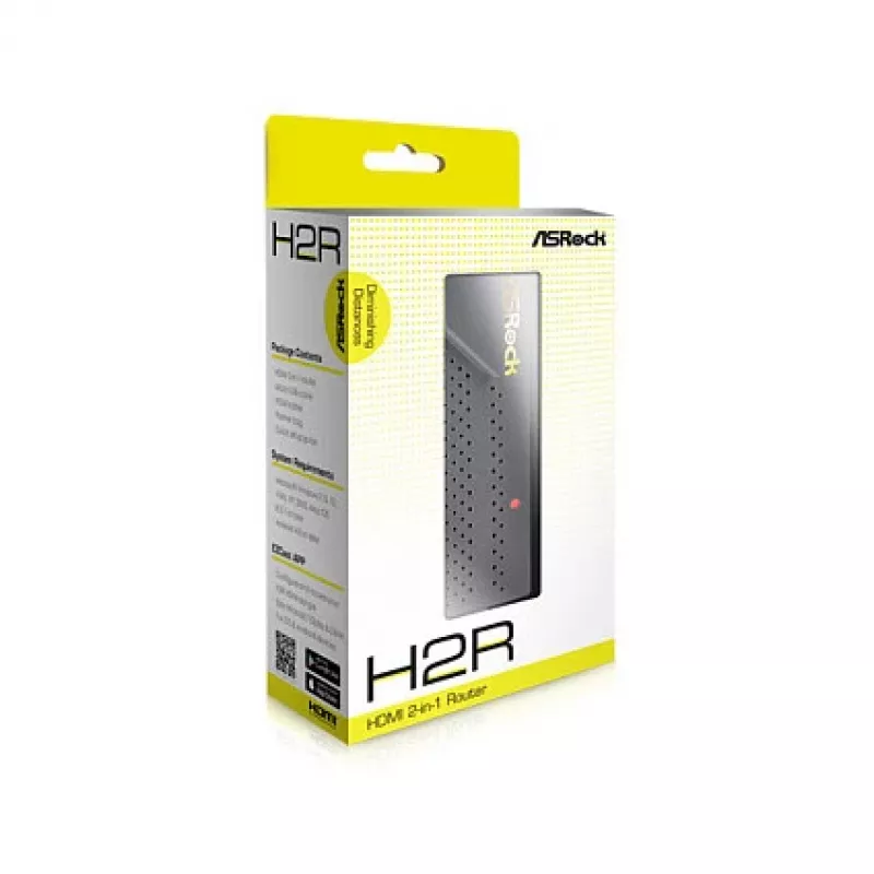 Portable wireless router ASROCK H2R 2-in-1 — Single-band 2.4 GHz, Wi‑Fi 4 (802.11n), 300 Mbps, 2 antennas, HDMI & Micro-USB