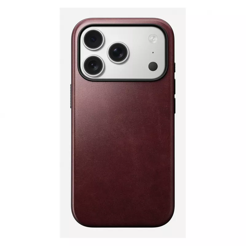 Mobile phone cover Nomad Modern Leather Case for iPhone 17 Pro, leather + TPU + PC, fits 16 cm (6.3 inch) screen, Bordeaux