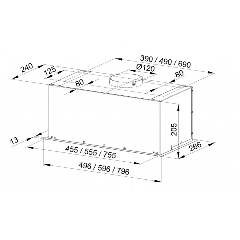 Built-in under-cupboard kitchen hood MAAN Fiugi 2 50 310 m3/h, Satin