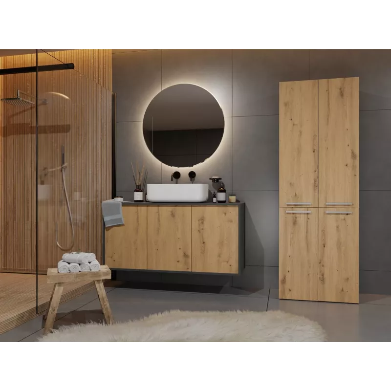 Topeshop NEL 2K DD ANT/ART KP bathroom storage cabinet Graphite, Oak