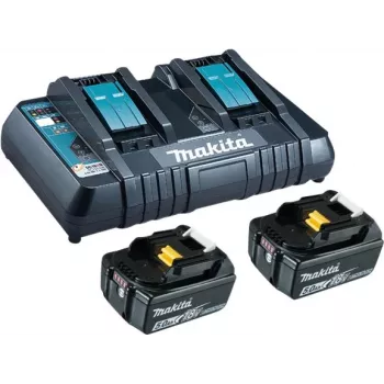 Makita - Battery Charger + Battery 2 x - Li-Ion - 5 Ah - 2 x Battery Charging (199482-2)
