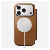 Folio phone case Nomad Modern Leather Folio for iPhone 17 Pro, leather + aluminium, 6.3 inch (16 cm), Tan, 3 card pockets