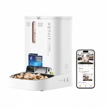 Automatic Pet Feeder PETKIT YumShare Dual-hopper 2 with Camera, 5 L Capacity, ABS and 304 Stainless Steel, White