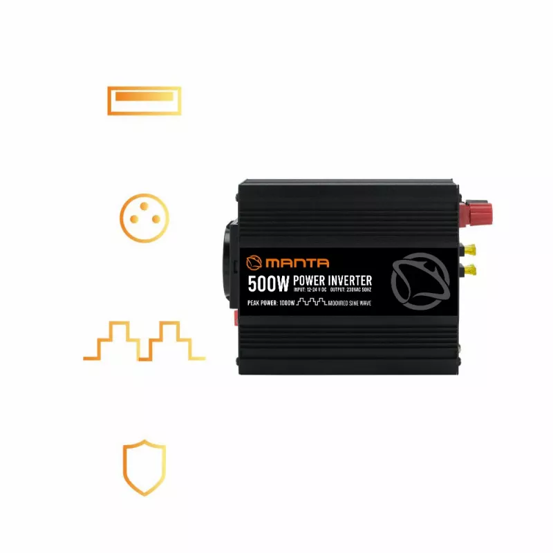 Power inverter MANTA MPI500M 500W continuous / 1000W peak DC to AC