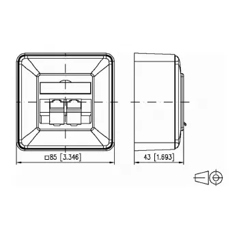 METZ CONNECT BTR IT CONNECT E-DAT C6 8/8(8) AP Cat.6 - Wall Box - RJ-45 X 2 - Pure White, RAL 9010 - 2 Ports (1307380002-I)