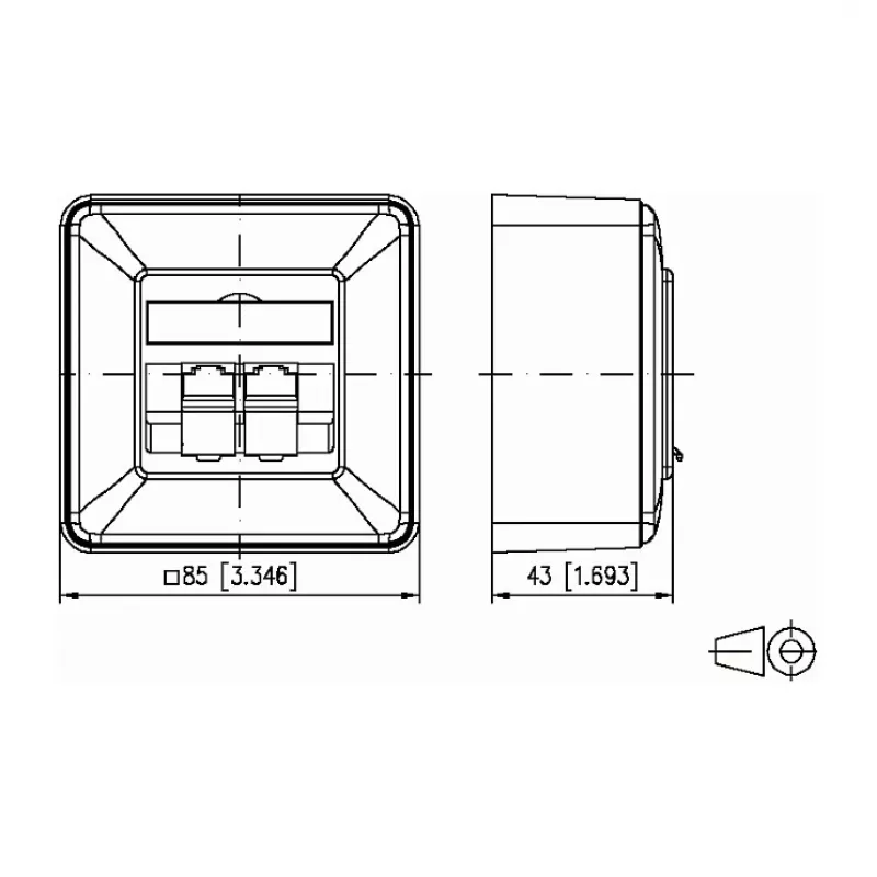 METZ CONNECT BTR IT CONNECT E-DAT C6 8/8(8) AP Cat.6 - Wall Box - RJ-45 X 2 - Pure White, RAL 9010 - 2 Ports (1307380002-I)
