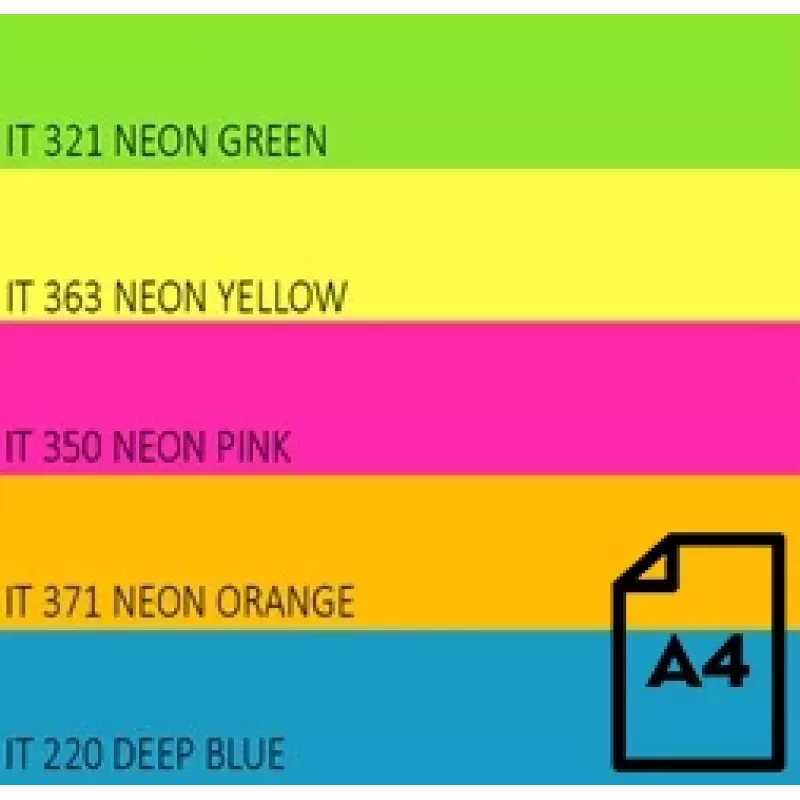 Color Neon paper Double A, 75g, A4, 100 sheets, Rainbow 4, 5 Neon Colors