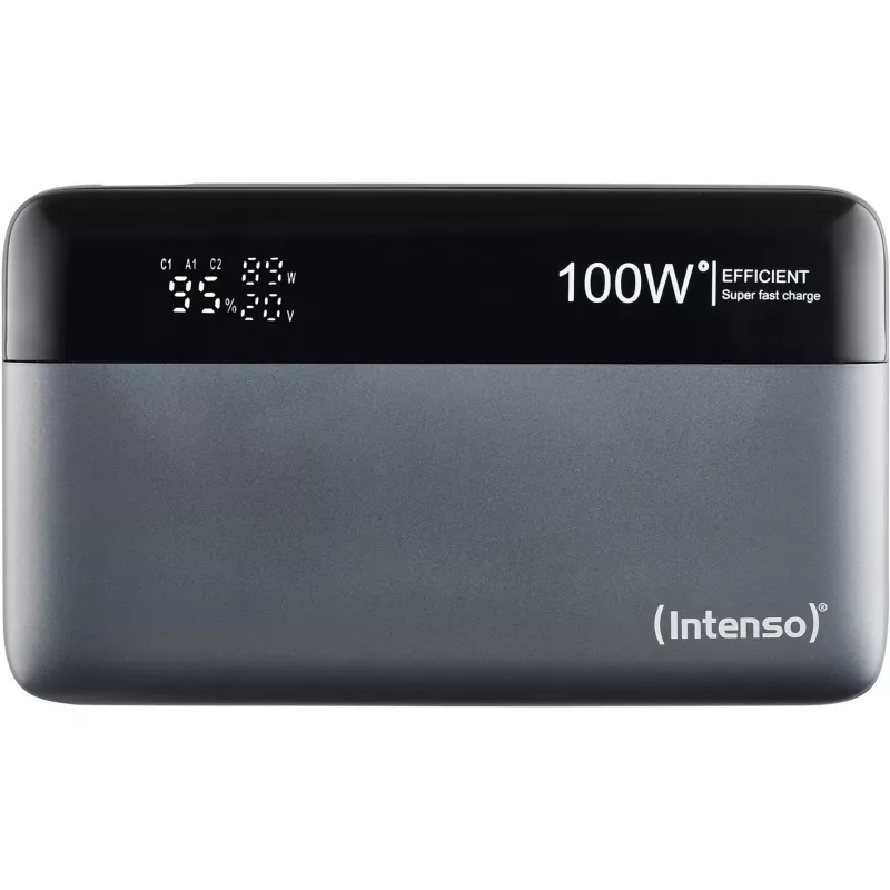 Power bank INTENSO 7350050 — 20000 mAh, 1× USB-A + 2× USB-C, 100 W total output, black/grey