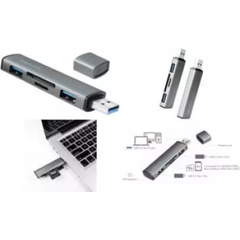 LogiLink UA0394 USB 3.2 Gen 2 Hub with Aluminium Housing, with Built-in SD Card Reader, with Status