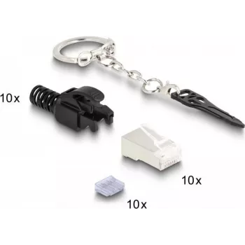 DeLOCK RJ45 Modular plug Cat.6A lockable 10 pcs Set Black Metallic Male