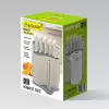 Knife/cutlery block set Maestro MR-1413-GREY — 8-piece stainless steel blades, grey handles, includes chef, bread, slicing, paring, universal knives, peeler, cutting board, paper towel holder