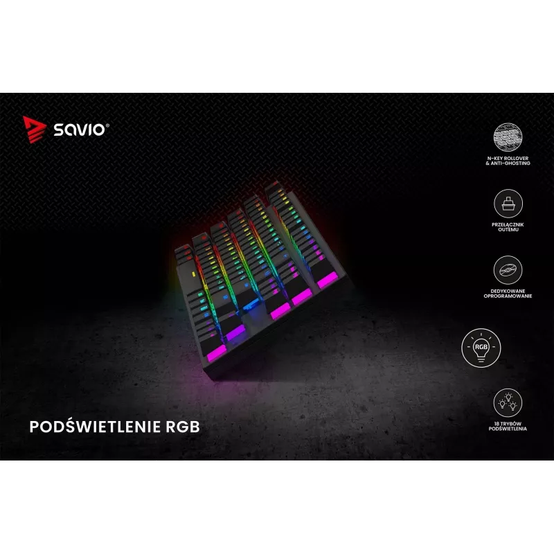 Mechanical Keyboard RGB Tempest X2 Outemu Red Savio Savgk-tempest X2 Red