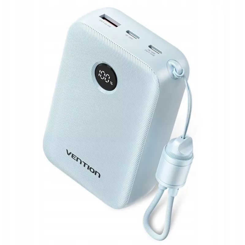 Power bank Vention FKBL0-C 20000 mAh, 2x USB-C + 1x USB-A, Blue