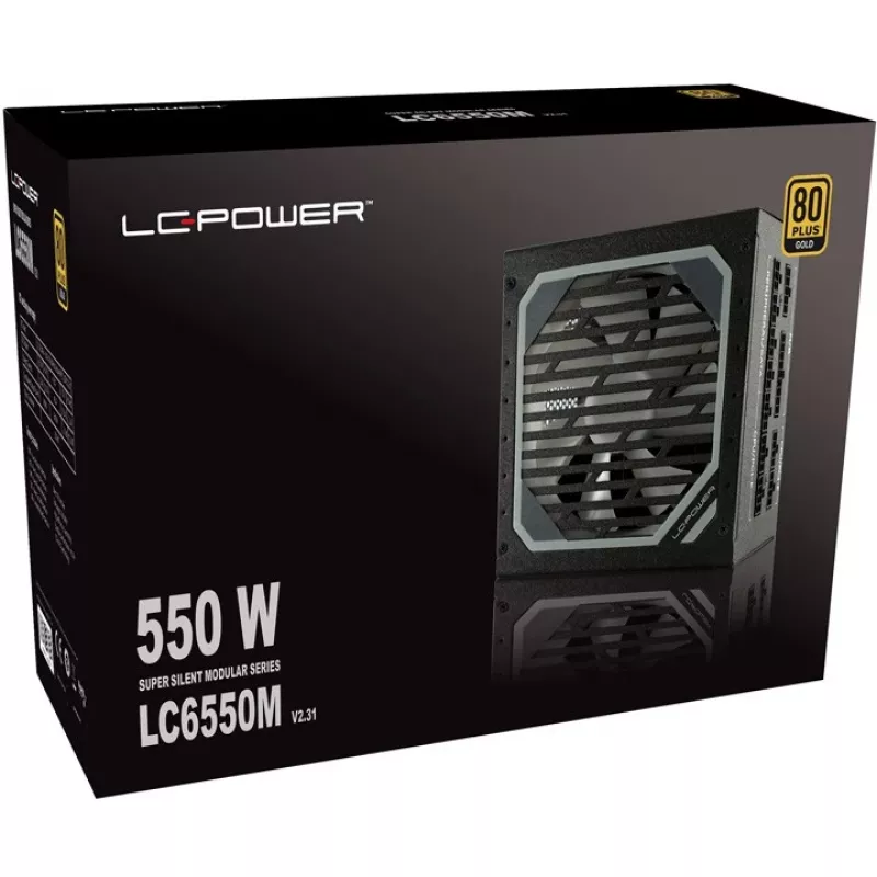 LC Power Super Silent Modular Series LC6550M V2,31 - Power Supply (Internal) - ATX12V 2,3 - EPS12V - 80 PLUS Gold - AC 110-240 V - 550 Watt - active PFC - Hammered Black (L