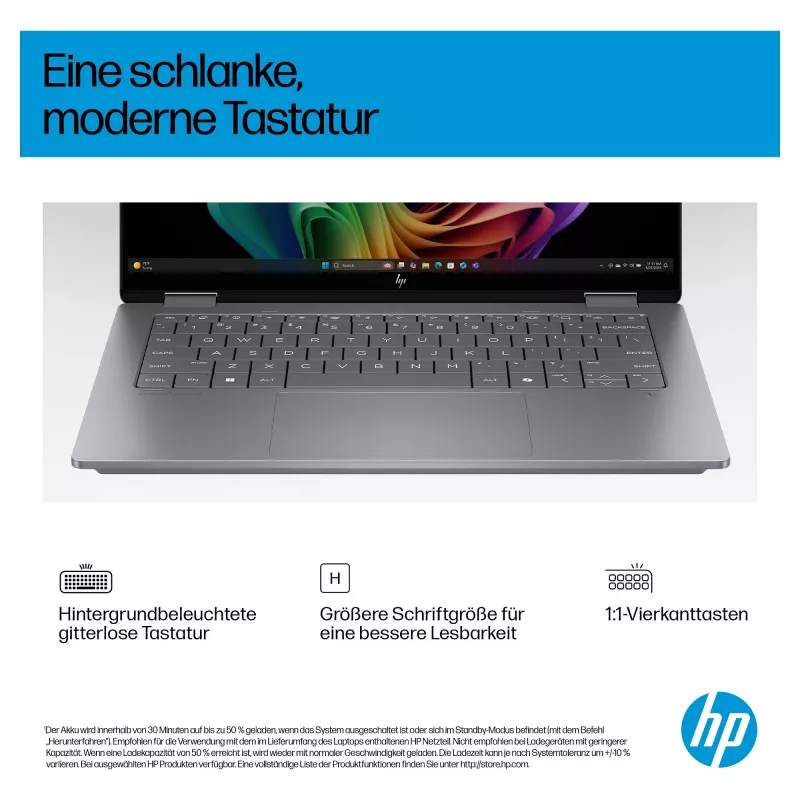 HP OmniBook X Flip Next Gen AI Laptop 14-fm0056ng - Flip-Design - Intel Core Ultra 5 226V / 2.1 GHz - Win 11 Home - Arc Graphics 130V - 16 GB RAM - 512 GB SSD NVMe - 35.6 cm (14)