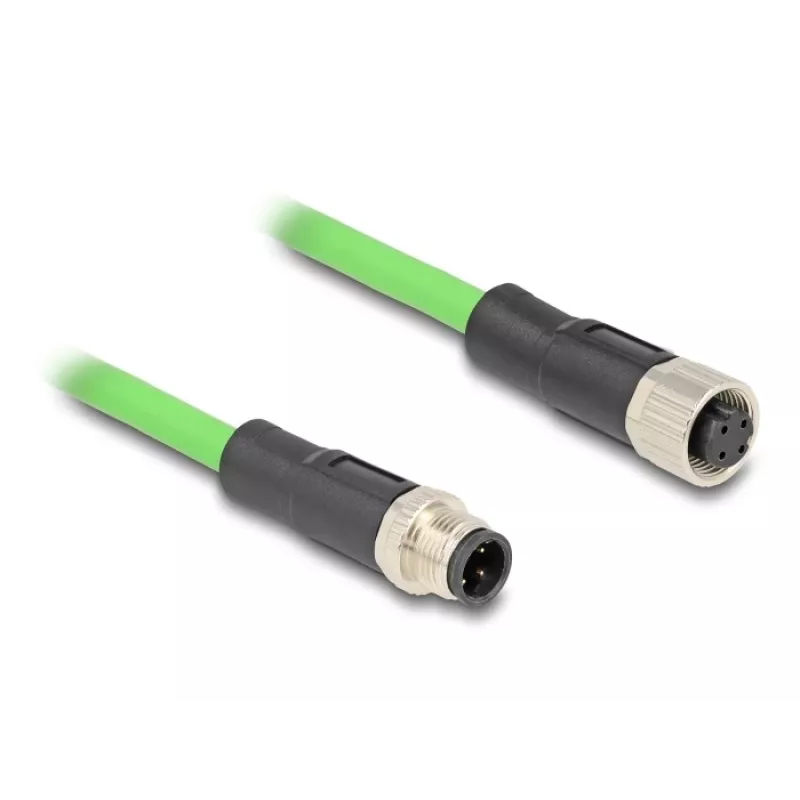 Network Cable DeLOCK M12 Cable D-coded 4 pin male to female PUR (TPU) 1 m