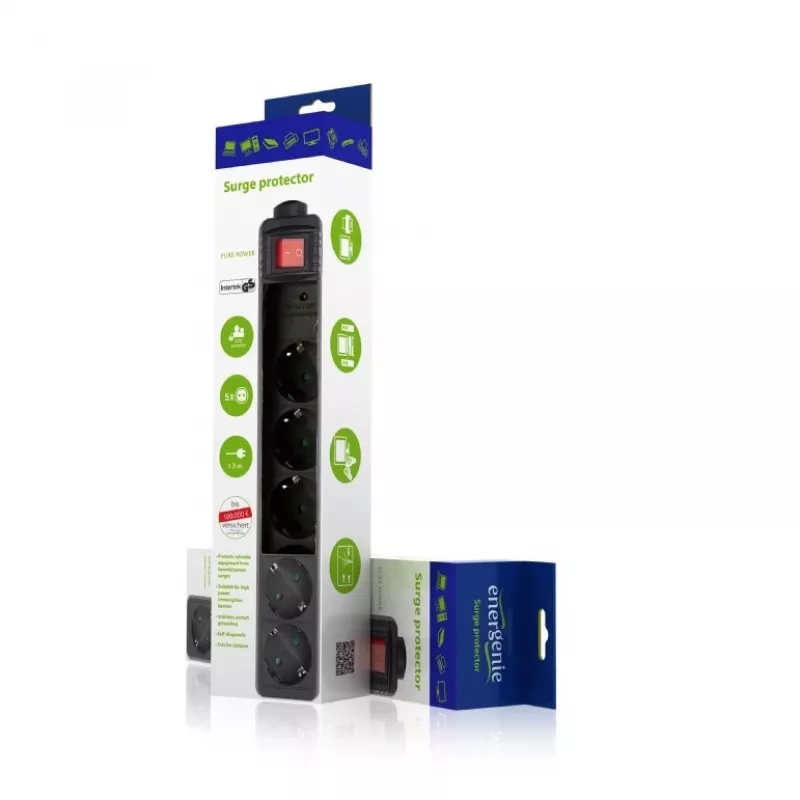 Surge Protector Gembird SPG5-C-10 Black 5 AC Outlets 250V 3m