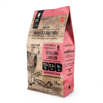 Dry cat food wiejskazagroda Lamb with krill 400 g — adult cats, 44% protein, 15% fat, 6% moisture
