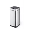 Rectangular Trash Can Durable NO TOUCH 35L Stainless Steel Black Silver