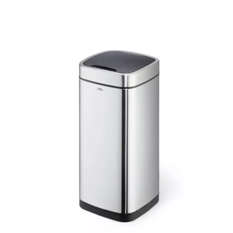 Rectangular Trash Can Durable NO TOUCH 35L Stainless Steel Black Silver