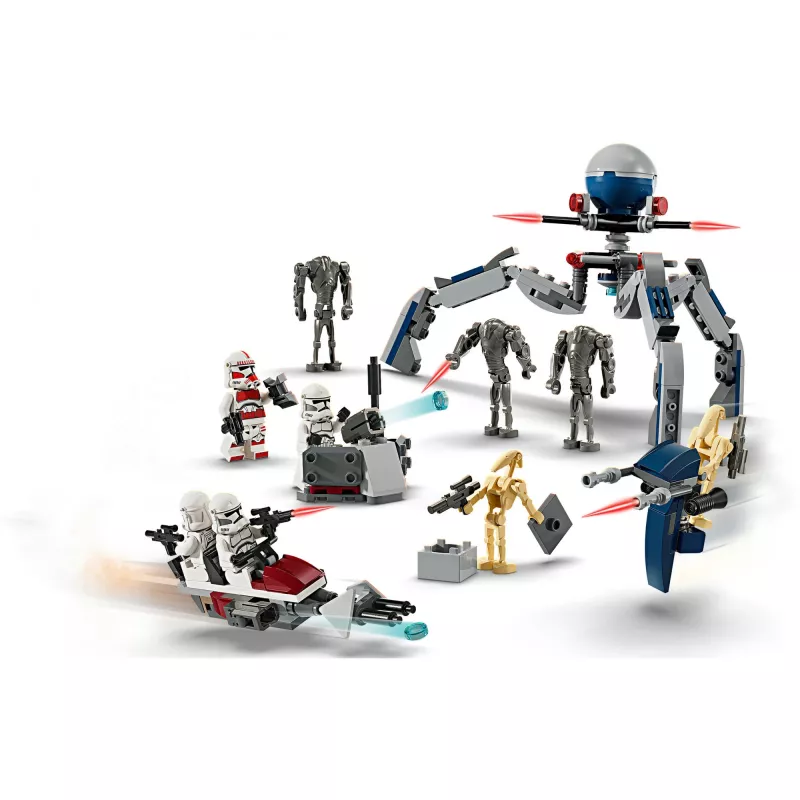 LEGO Star Wars Clone Trooper & Battle Droid Battle Pack Building Toys for Kids with Speeder Bike Vehicle 4 Minifigures and 5 Figures Gifts for Boys