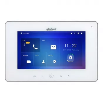 Intercom accessory DAHUA VTH5221DW-S2 — 7 inch 1024x600 display, Wi‑Fi 802.11b/g/n, 10/100 Mbps LAN, 7W, white