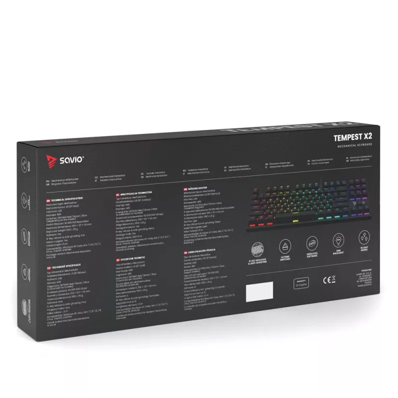 Savio Mechanical Keyboard RGB Tempest X2 Outemu Brown