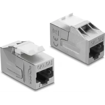 Keystone module DELOCK 91122 — flat RJ-45 insert, silver/white, 16×32.8×20 mm