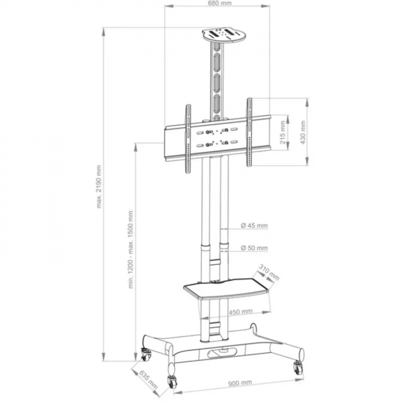 Monitor Mount Hagor 8209 139.7 cm (55 inch) Floor Black