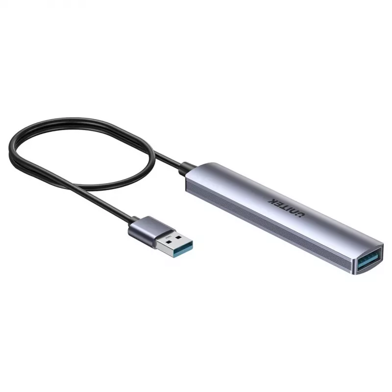 USB hub Unitek H1208CGY01 — 4-port USB 3.0 (5 Gbps), backwards compatible with USB 2.0, aluminium