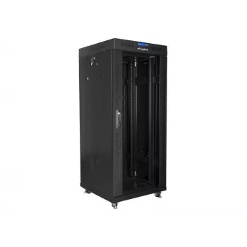 Freestanding rack LANBERG FF01-6627-12BL 19 inch 27U 600x600 mm glass door, 800 kg capacity
