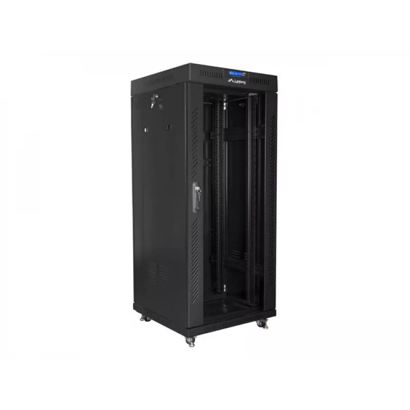 Freestanding rack LANBERG FF01-6627-12BL 19 inch 27U 600x600 mm glass door, 800 kg capacity