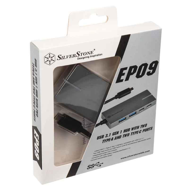 USB 3.1-C adapter SILVERSTONE SST-EP09C — USB-C to USB-A connectivity, Silver finish