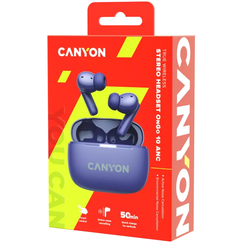 Canyon CNS-TWS10PL Headphones and Headset True Wireless Stereo (TWS) In-Ear calls/music/Sport/everyday use USB Type-C Bluetooth Violet (CNS-TWS10PL)