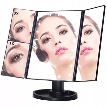 Extralink Makeup Mirror, Magnifying, Black, Foldable, Backlit, with Stand